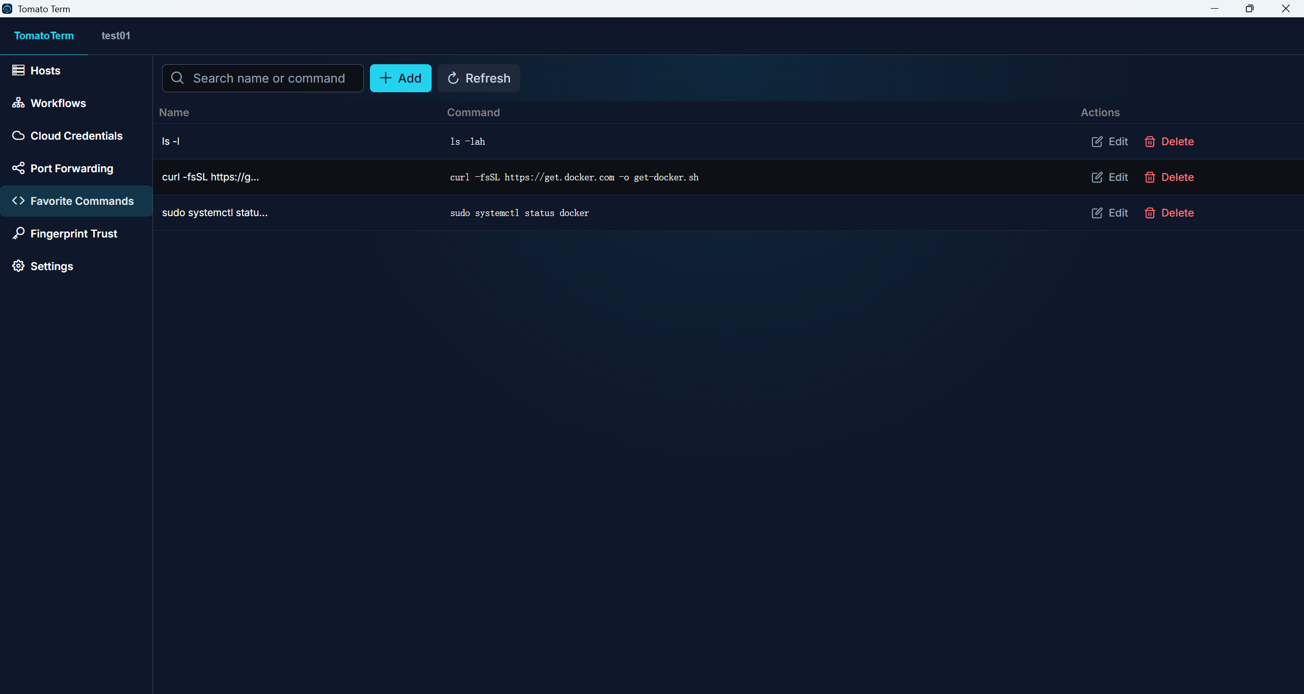 Command collection manager screenshot