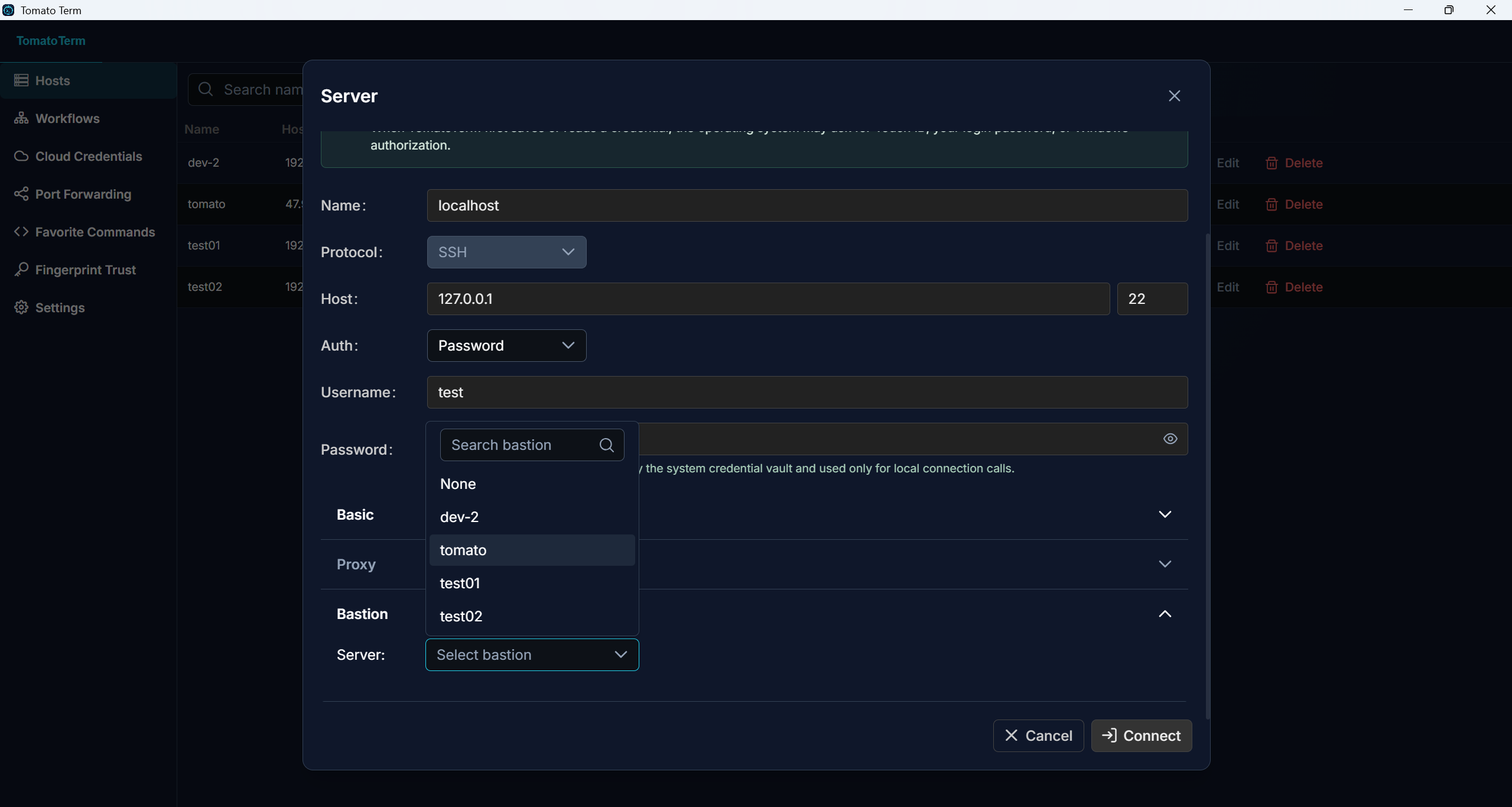 Jump host screenshot