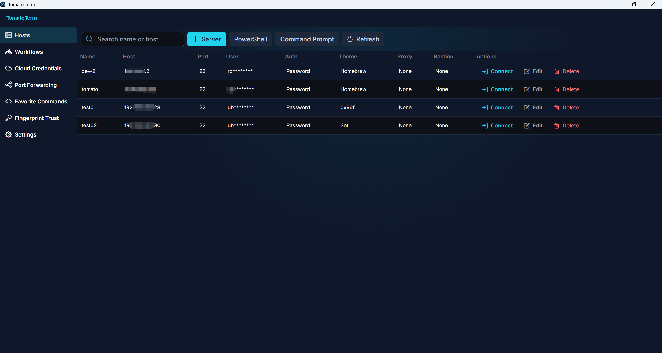 Server list screenshot