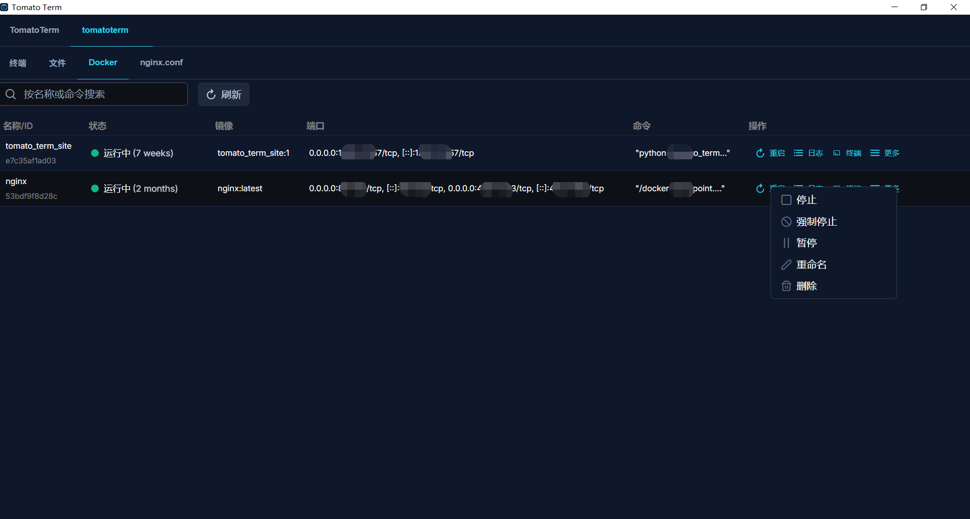 Docker 容器截图